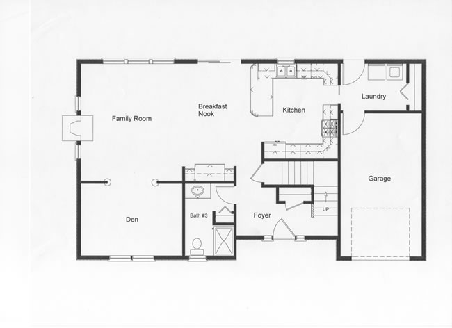 The RBA Homes design team and the homeowner spent many hours planning the open floor plan that this home provides. A full bath on the first floor was an important factor in planning. The den can become a bedroom if needed.